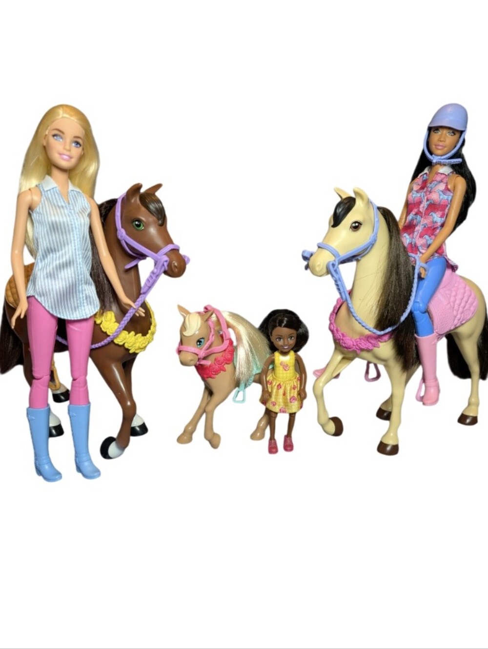 Barbie Doll & Horse Playset W/ 3 Dolls, 3 Horses & Accessories